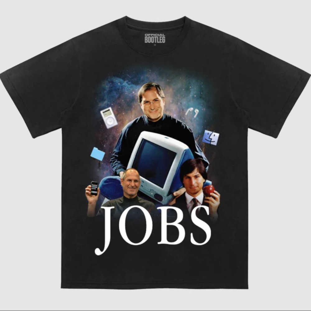 NEW Men's Med and XXL Steve Jobs Tee Shirt by Official Bootleg - Black